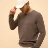 TOM pull col v taupe chiné