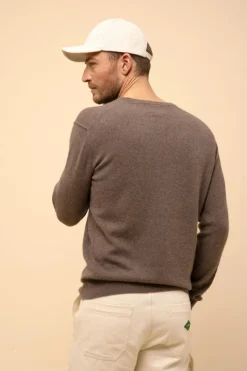 TOM pull col v taupe chiné