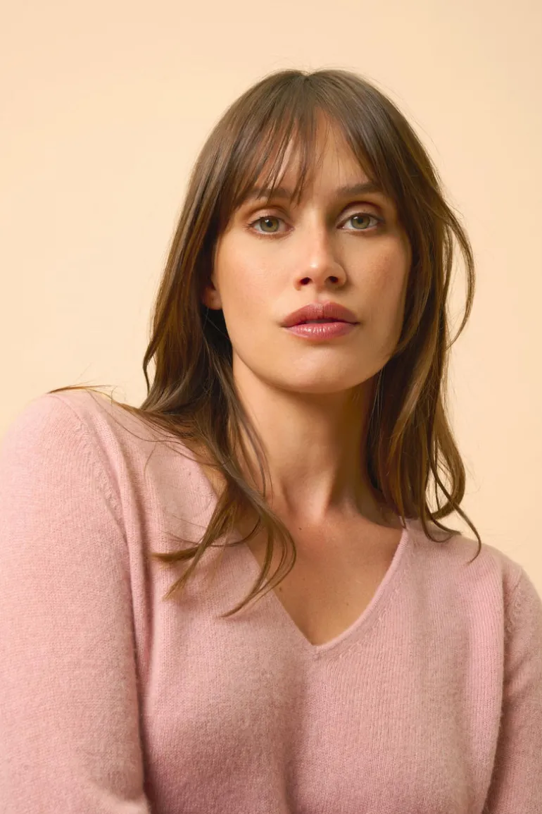 TRACY robe col v bois de rose