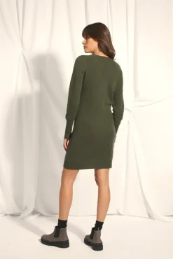 TRACY robe col v kaki