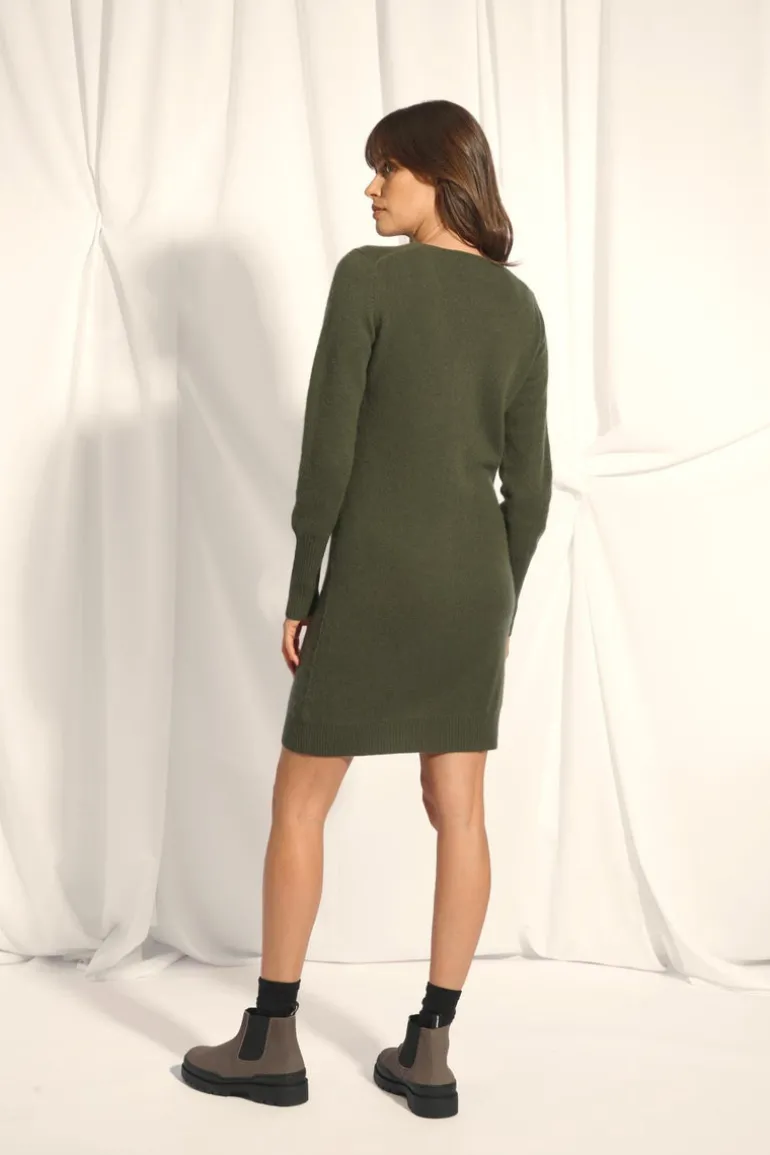 TRACY robe col v kaki
