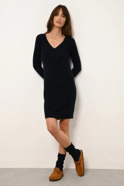 TRACY robe col v navy
