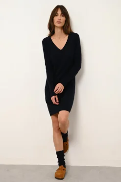 TRACY robe col v navy