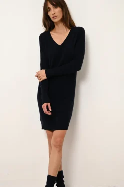 TRACY robe col v navy