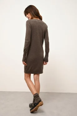 TRACY robe col v taupe chiné