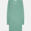 TRACY robe col v vert chiné