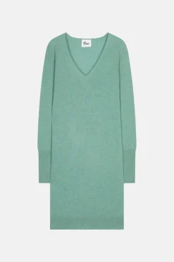 TRACY robe col v vert chiné