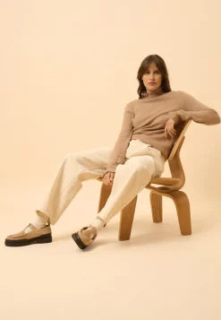 TRILA pull col montant camel chiné