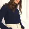 TRILA pull col montant navy