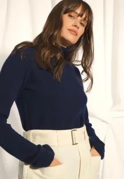 TRILA pull col montant navy