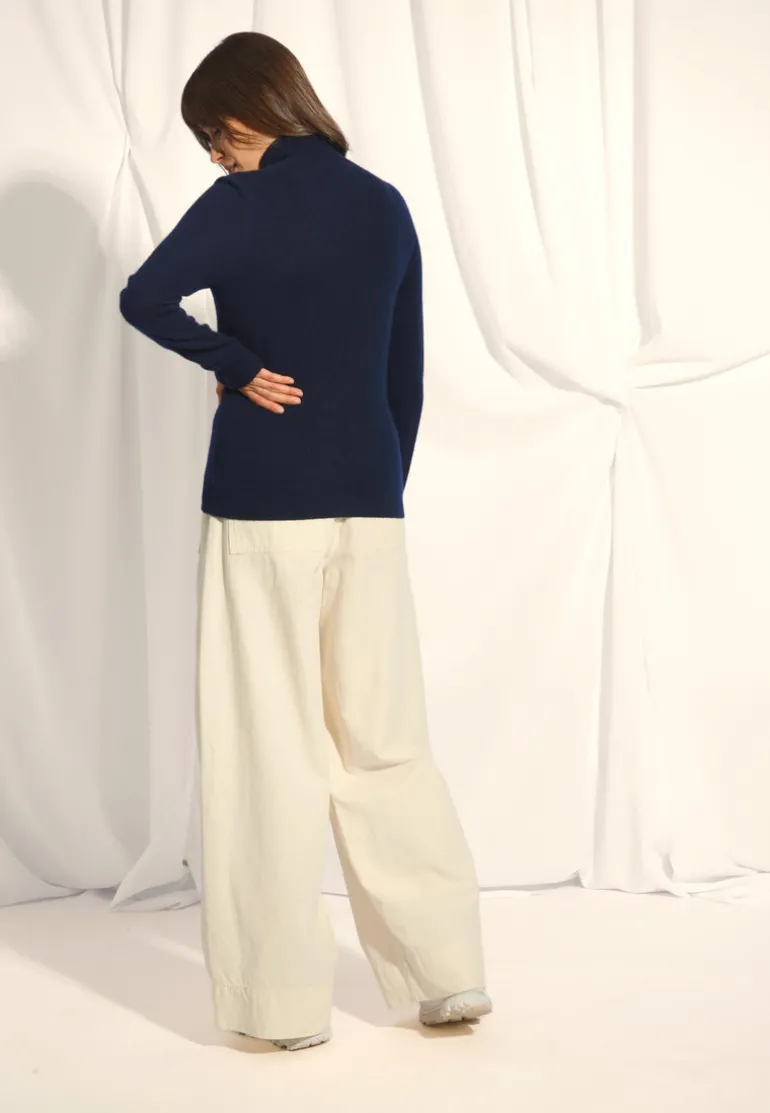 TRILA pull col montant navy