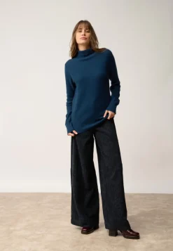 UDNY pull col roulé bleu pétrole