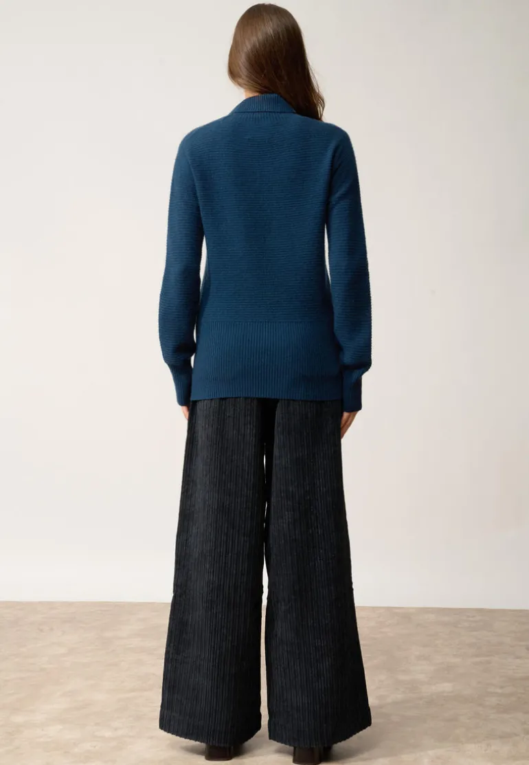UDNY pull col roulé bleu pétrole