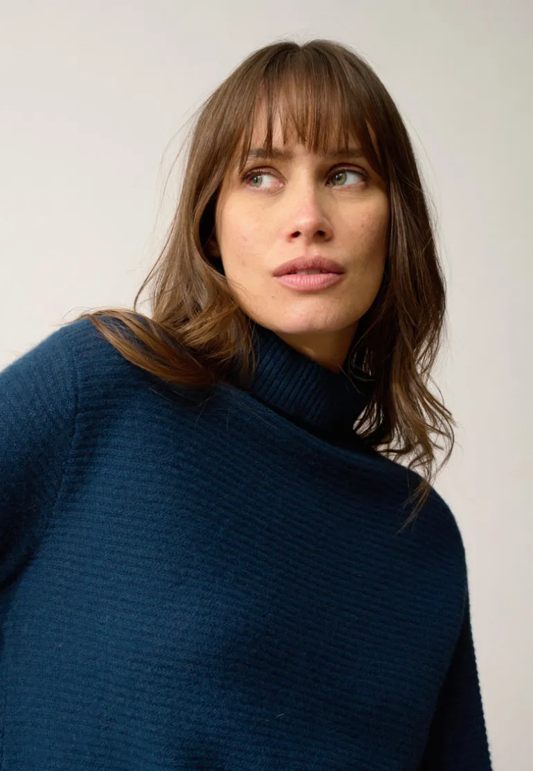 UDNY pull col roulé bleu pétrole