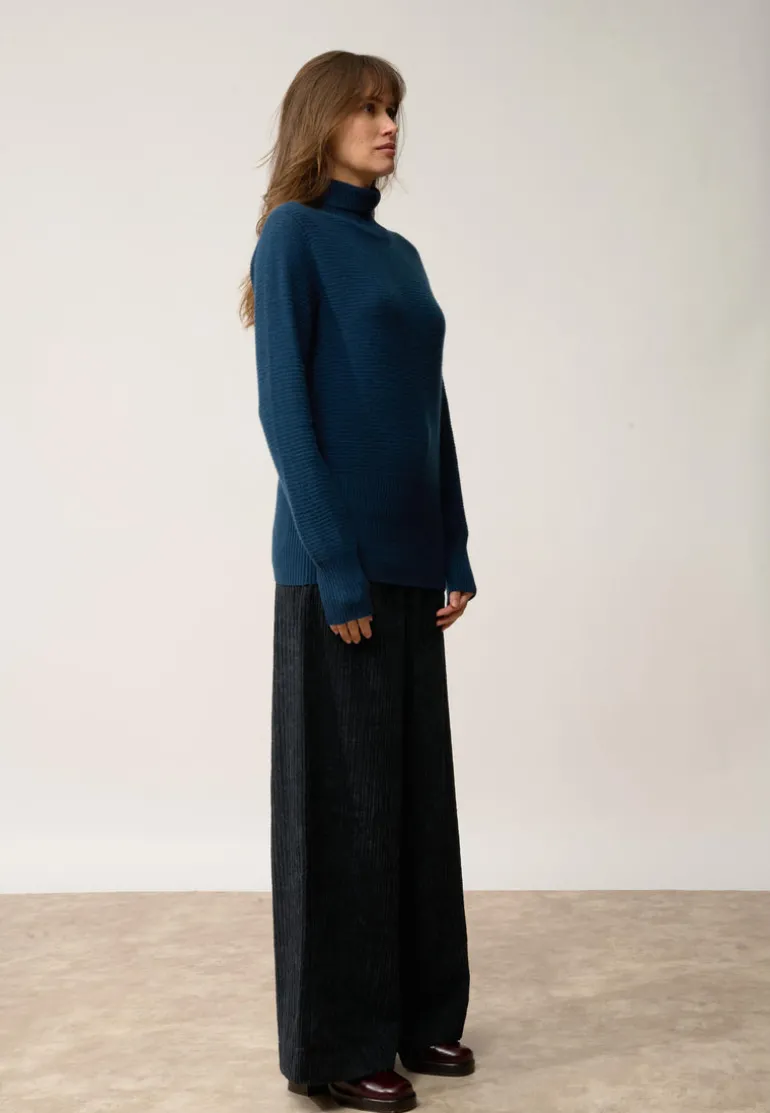 UDNY pull col roulé bleu pétrole