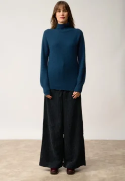 UDNY pull col roulé bleu pétrole