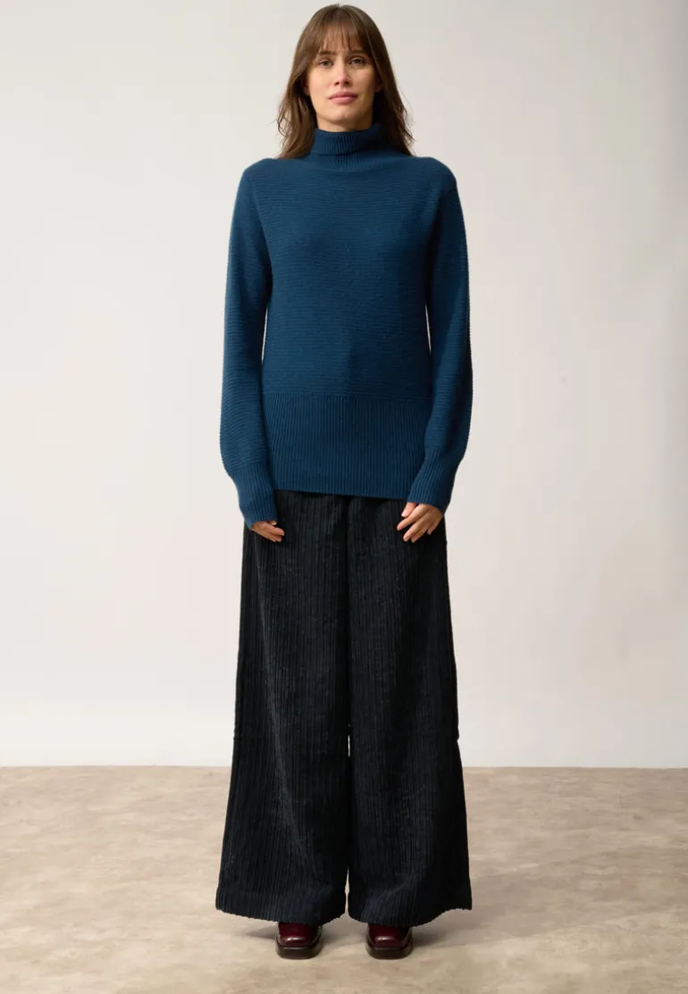 UDNY pull col roulé bleu pétrole