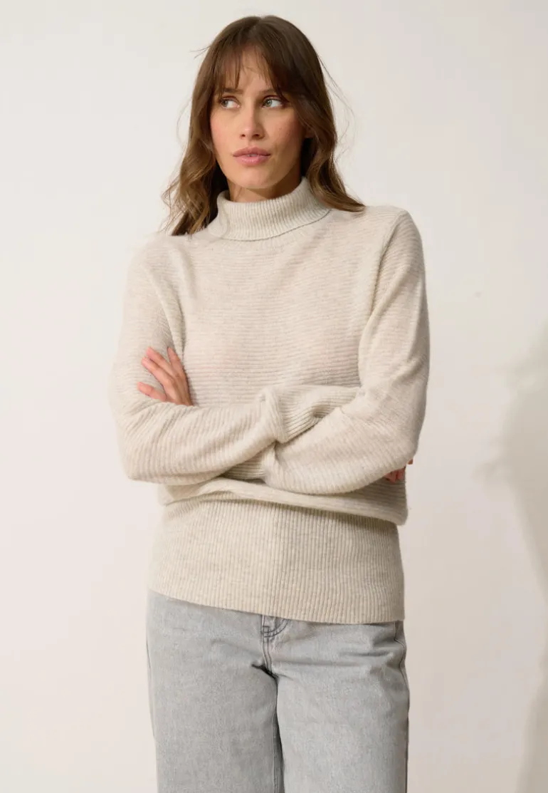 UDNY pull col roulé gris perle chiné