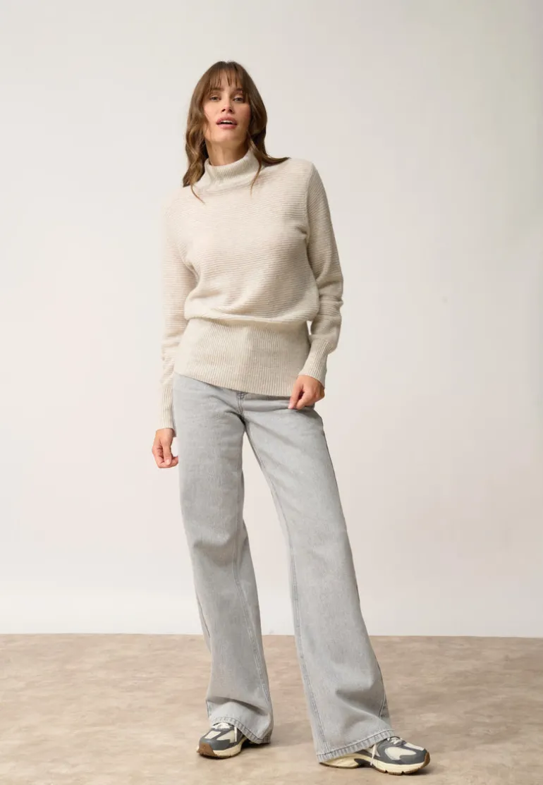 UDNY pull col roulé gris perle chiné