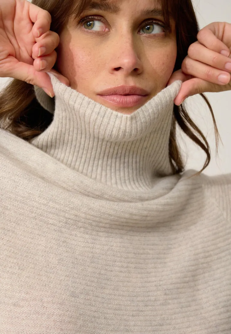 UDNY pull col roulé gris perle chiné