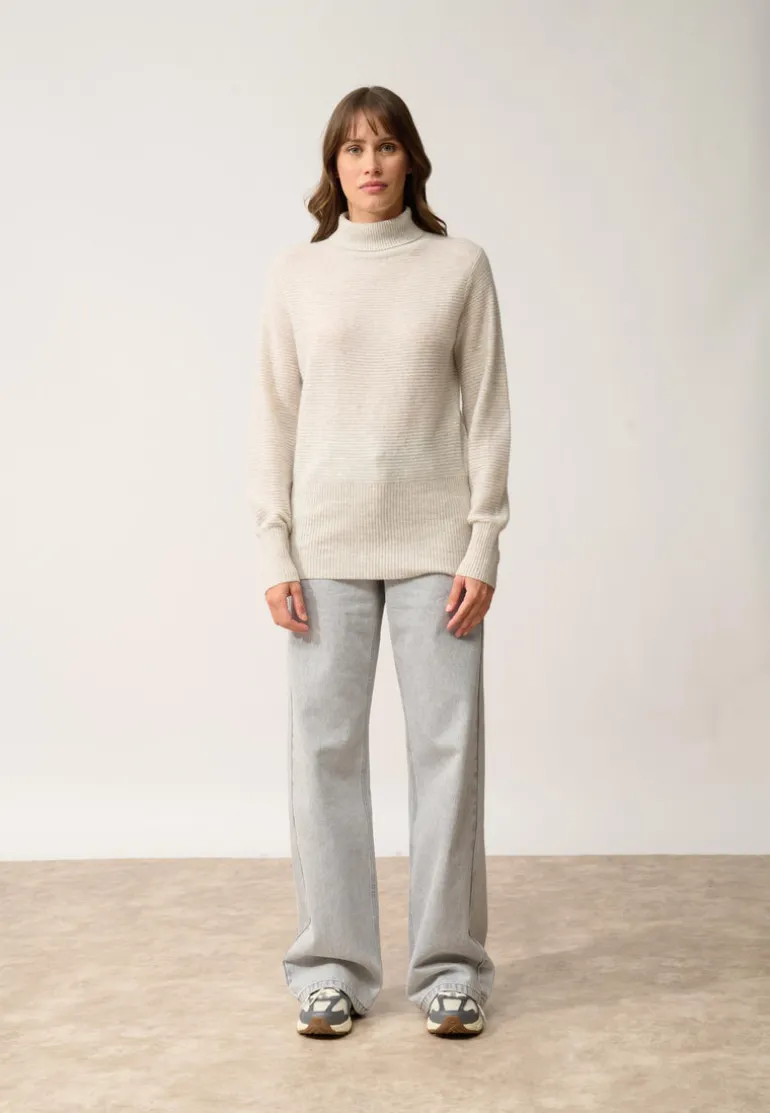 UDNY pull col roulé gris perle chiné
