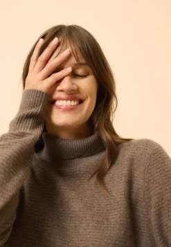 UDNY pull col roulé taupe chiné