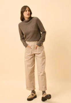 UDNY pull col roulé taupe chiné