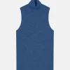 VIOLET pull col roulé bleu denim