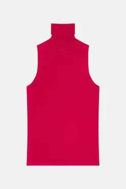 VIOLET pull col roulé fuchsia