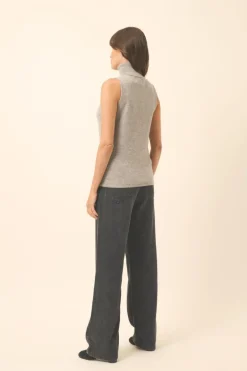 VIOLET pull col roulé nuage chiné