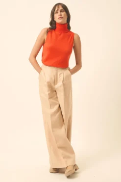 VIOLET pull col roulé orange