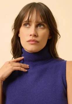 VIOLET pull col roulé purple