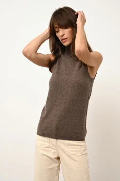 VIOLET pull col roulé taupe chiné