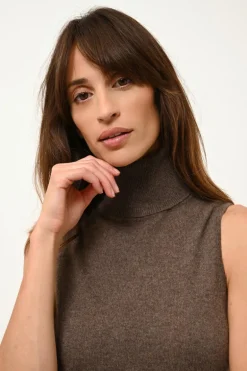 VIOLET pull col roulé taupe chiné