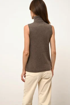 VIOLET pull col roulé taupe chiné