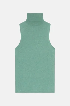 VIOLET top col tortue vert chiné