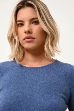 VIVIAN pull col rond bleu denim