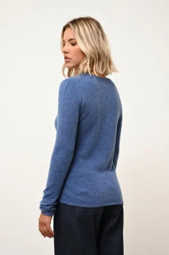 VIVIAN pull col rond bleu denim