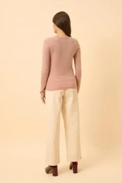 VIVIAN pull col rond bois de rose