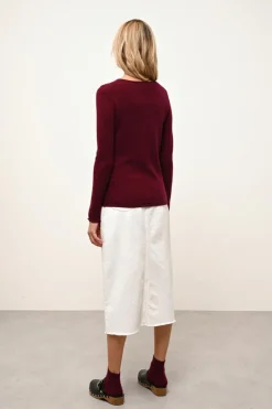 VIVIAN pull col rond bordeaux