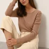 VIVIAN pull col rond camel chiné