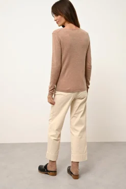 VIVIAN pull col rond camel chiné