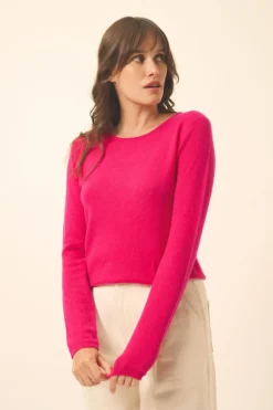 VIVIAN pull col rond fuchsia