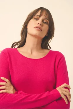 VIVIAN pull col rond fuchsia