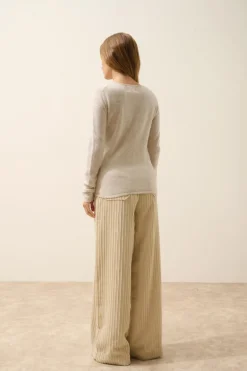 VIVIAN pull col rond gris perle chiné
