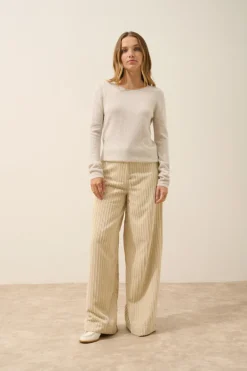 VIVIAN pull col rond gris perle chiné