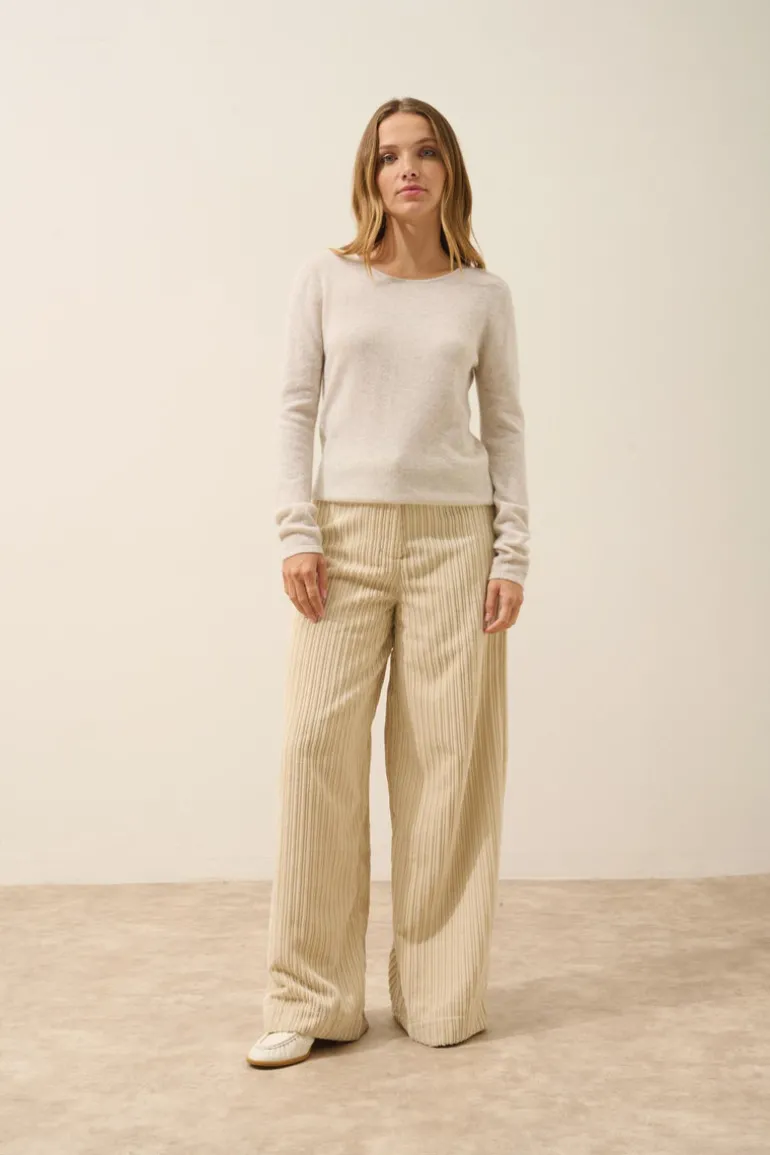 VIVIAN pull col rond gris perle chiné