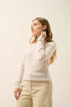 VIVIAN pull col rond gris perle chiné