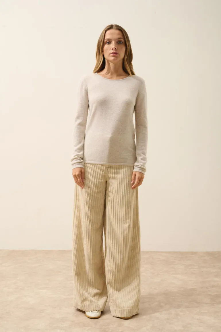 VIVIAN pull col rond gris perle chiné