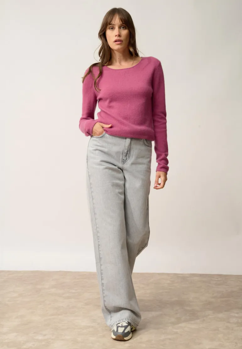 VIVIAN pull col rond orchidée